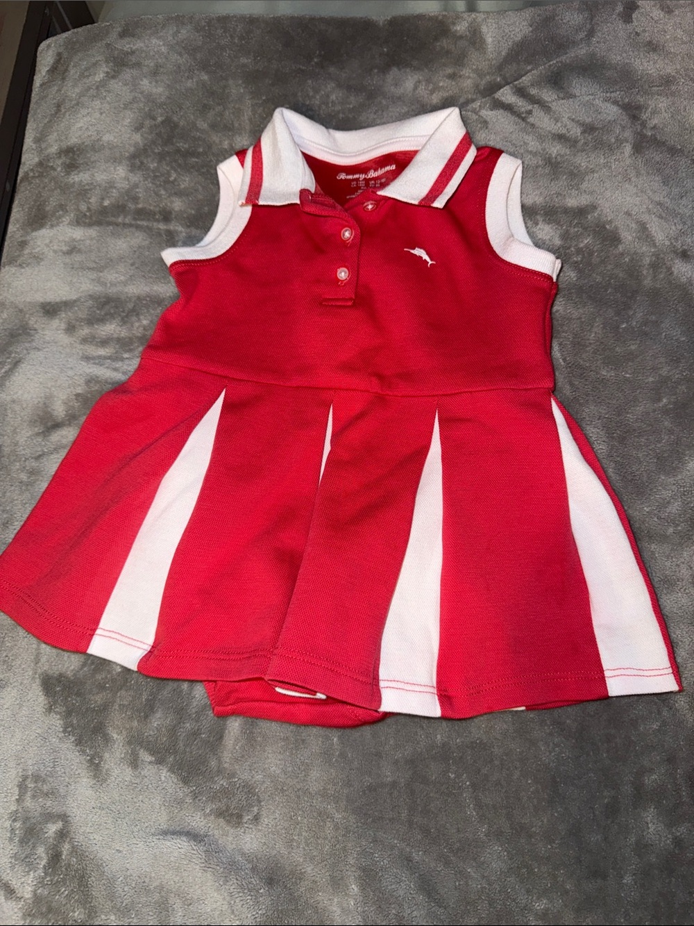 Tommy Bahama Red and White Girls Sleeveless Polo Dress